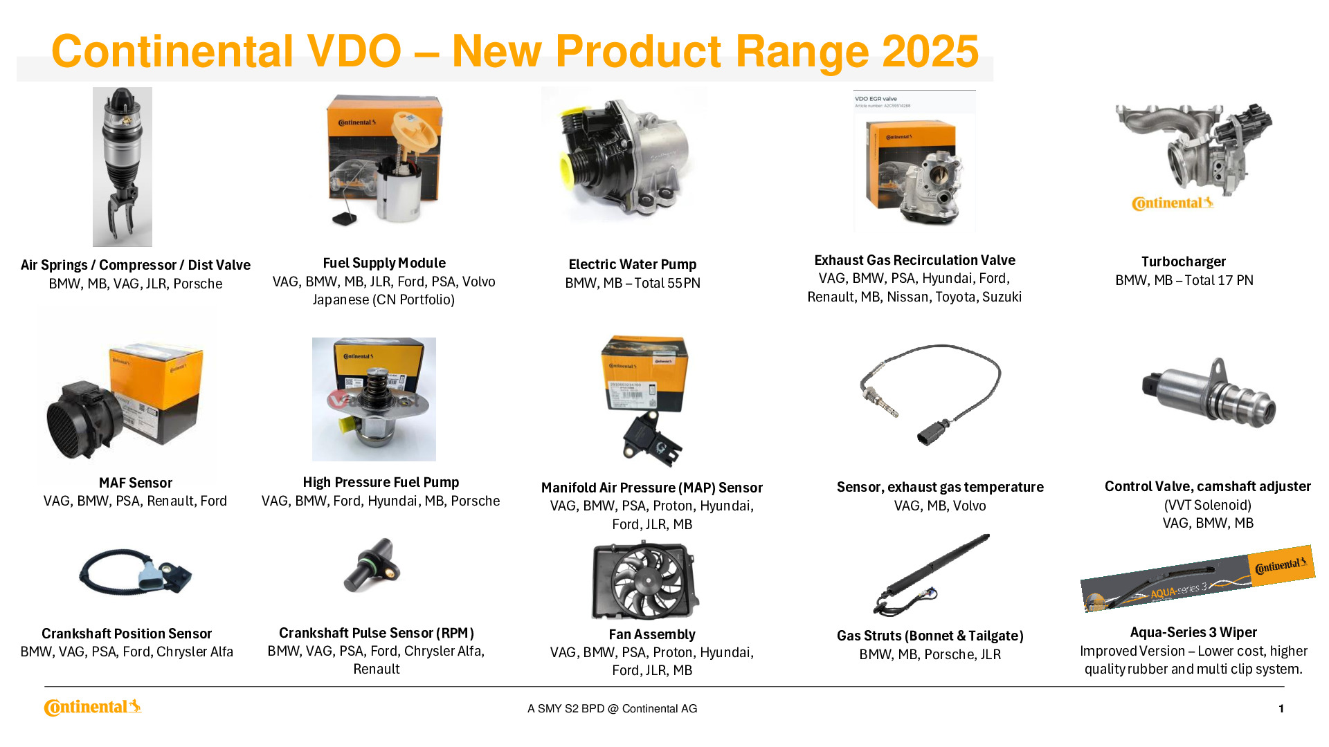 2025 Continental (ATE, VDO) Product Range Introduction Document